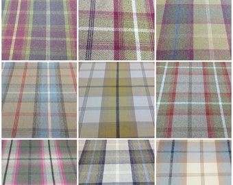 Porter and Stone Balmoral Faux Wool Fabric. For Upholstery, Curtains, Cushions, Roman Blinds, Lampshades, Bags. Check/Plaid Washable Fabric.