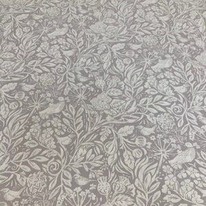 Fryetts Nature Putty Floral/Bird Cotton Fabric. For Upholstery,Curtains, Cushions, Craft, Roman Blinds, Lampshades, Bags.