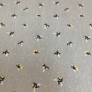 Fryetts Honeybee Cotton Fabric. For Upholstery, Curtains, Cushions, Craft, Roman Blinds, Lampshades, Bags.
