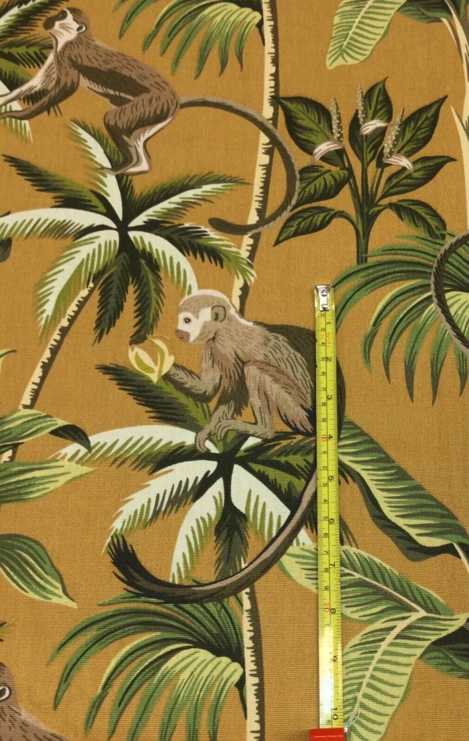 Fryetts Monkey Ochre Cotton Fabric. for Upholstery Curtains Etsy
