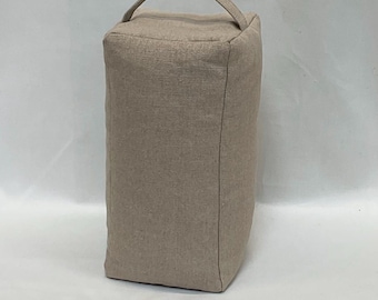 Tall Heavy Duty Door Stop.10.5 Inches.Over 4 KGs!! Handmade Uk. Strong Rustic Pure Linen Fabric. Free Postage.