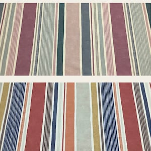Tela de algodón a rayas Fryetts Marcel. Para tapicería, cortinas, cojines, manualidades, persianas romanas, pantallas de lámparas y tapicería.