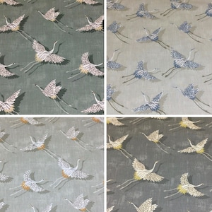 Ashley Wilde Naoko Stork/Birds Cotton Fabric. For Upholstery, Curtains, Cushions, Craft, Roman Blinds, Lampshades, Bags.