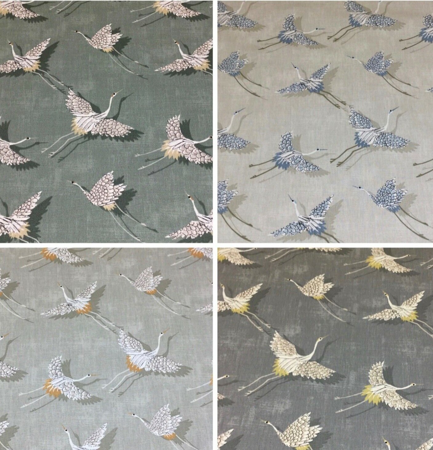 Ashley Wilde Naoko Stork/Birds Cotton Fabric. For Upholstery, Curtains, Cushions, Craft, Roman Blinds, Lampshades, Bags.