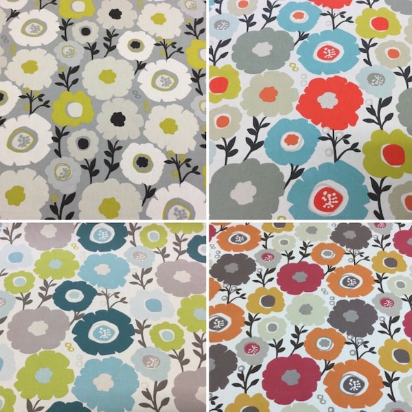 Fryetts Mimi Floral Cotton Fabric. For Upholstery, Curtains, Cushions, Craft, Roman Blinds, Lampshades, Bags.