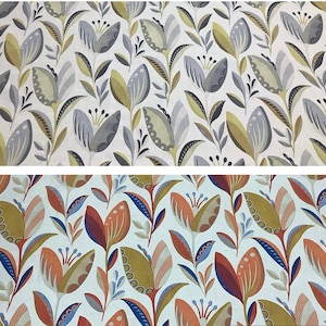 Fryetts Leon Floral Cotton Fabric. For Upholstery, Curtains, Cushions, Craft, Roman Blinds, Lampshades