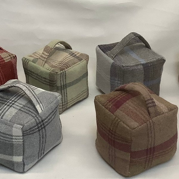 Doorstops in Luxury Balmoral Tartan Wool Effect Fabric.Heavy Duty 1.8 Kg,Filled.