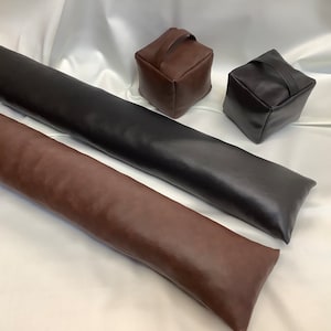 Heavy Duty Draught Excluder 36”/ Doorstop,Faux Leather Wipe Clean Fabric. 1.7 Kg! Energy/Money Saving. Handmade In Yorkshire.