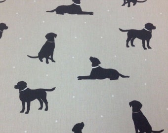 Clarke and Clarke Rover Linen 100% Cotton Labrador Fabric. For Upholstery, Curtains, Cushions, Craft, Roman Blinds, Lampshades, Bags.