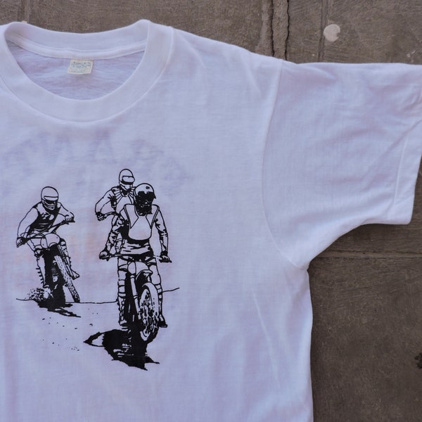 BEAT To HELL Rare Vintage 70s Deadstock Frantz Yamaha Cycle Shop T-shirt L