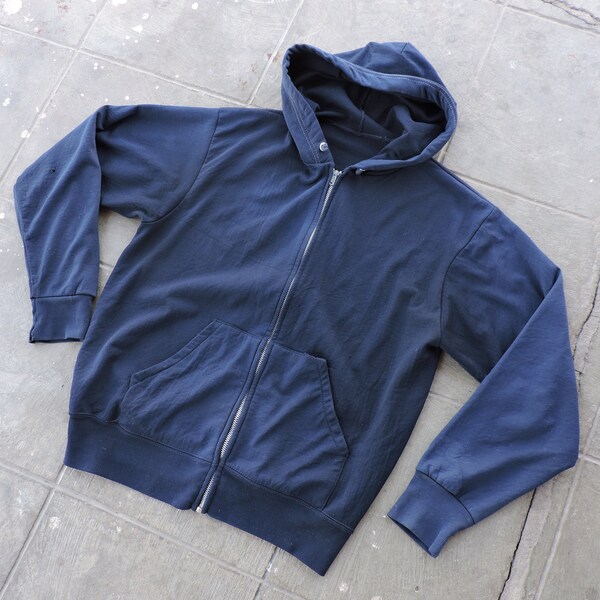 BEAT To HELL Rare Vintage 70s Sears Blue Zip Up Hoodie M
