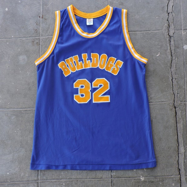 Rare Vintage Blue & Yellow Bulldogs #32  Jersey M USA Made
