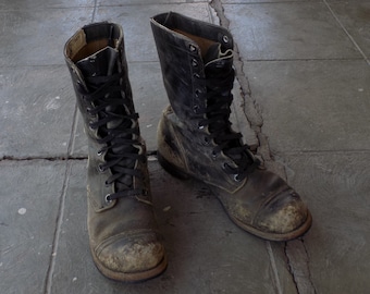 distressed combat boots