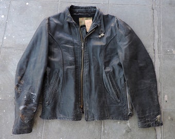 BEAT To HELL Rare Vintage 60s Excelled Cafe Racer Black Leather Motorcycle Jacket 40