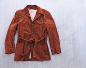 BEAT To HELL Rare Vintage 50s Don Juan Sportswear Belted Brown Suede Jacket S CC