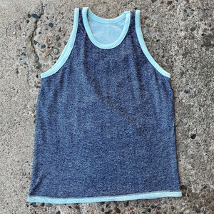BEAT To HELL RAR Vintage 60er Jahre Deadstock Reversible Blau Mayo Tank Top L