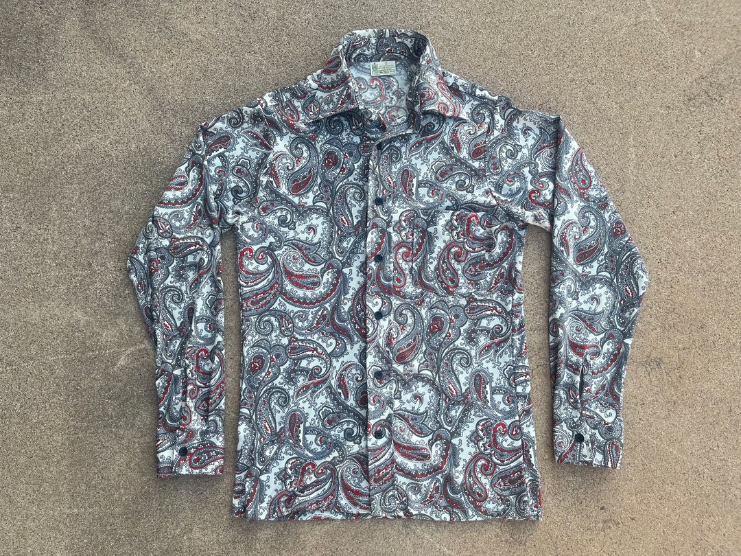 70'S DONEGAL all-over print long sleeve box shirt, men's M, vintage /eaa450191