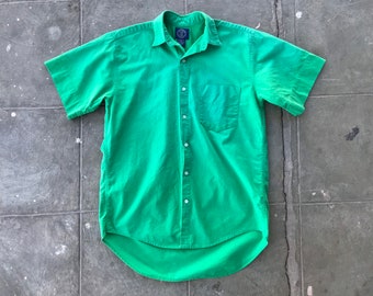 Rare Vintage The Gap Plain Green Short Sleeve Button Up Shirt XS