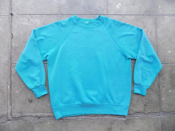 BEAT To HELL Rare Vintage Blank Faded Teal Pullov… - image 4