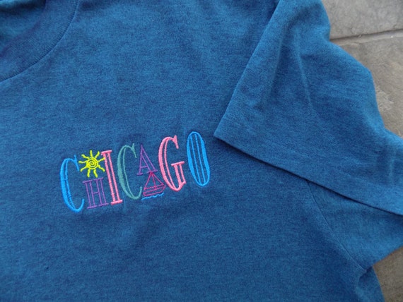 RARE Vintage Embordered Chicago Single Stitch T-s… - image 5