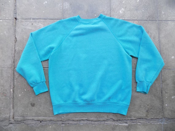 BEAT To HELL Rare Vintage Blank Faded Teal Pullov… - image 3