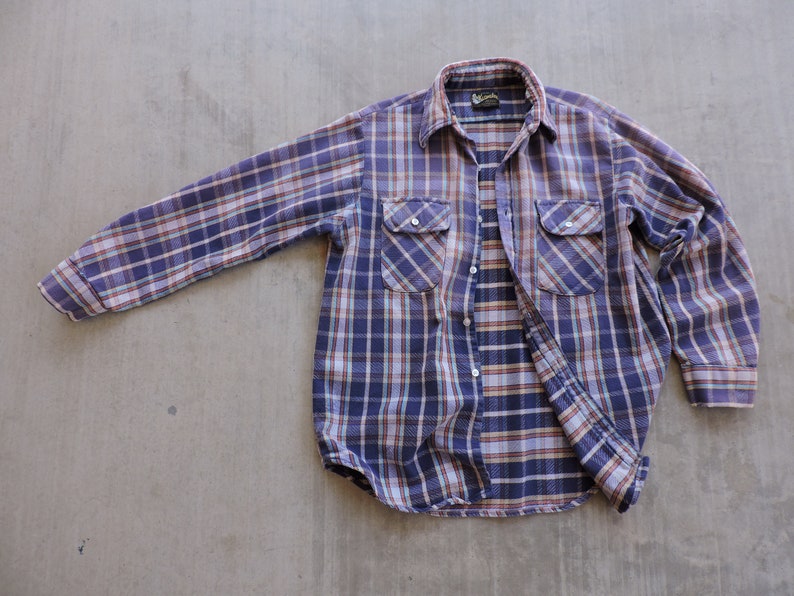 BEAT To HELL Rare Vintage Klondike Thick Faded Flannel Shirt L USA Made