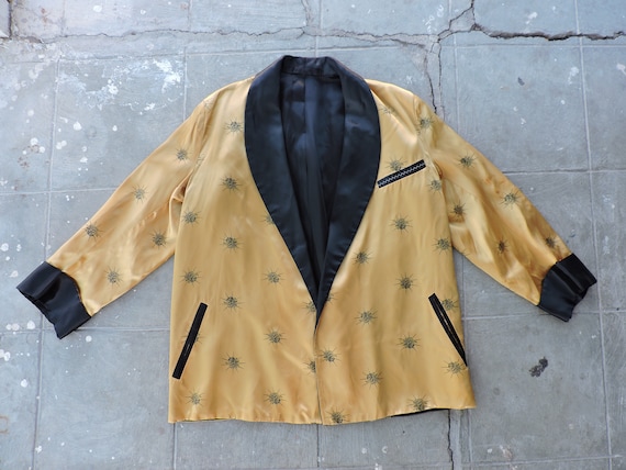 RARE Vintage 50s Gold & Black Satin "Diplomat" Smo