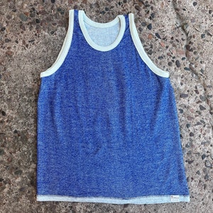 BEAT To HELL SELTENE Vintage 60er Jahre Deadstock Reversible Blue Mayo Spruce Tank Top L