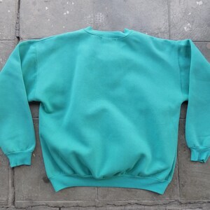 BEAT To HELL Rare Vintage 90s Green Henley Pullover Sweatshirt L image 3