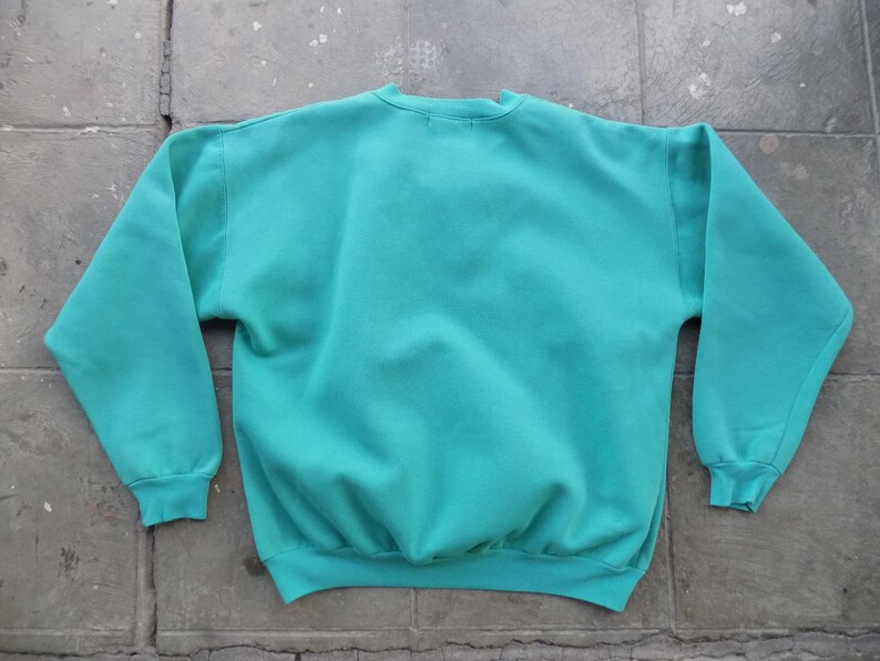 BEAT To HELL Rare Vintage 90s Green Henley Pullover Sweatshirt L image 3