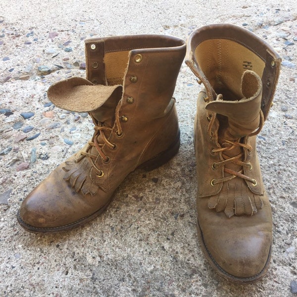 BEAT To HELL Rare Vintage Brown Leather Justin Boots 6