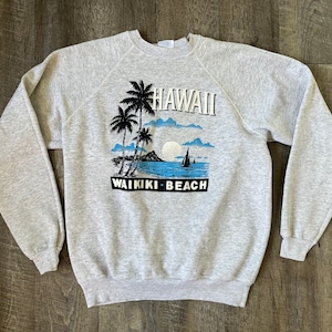 BEAT To HELL Rzadka bluza z kapturem z lat 90. Waikiki Beach Hawaii Pullover L