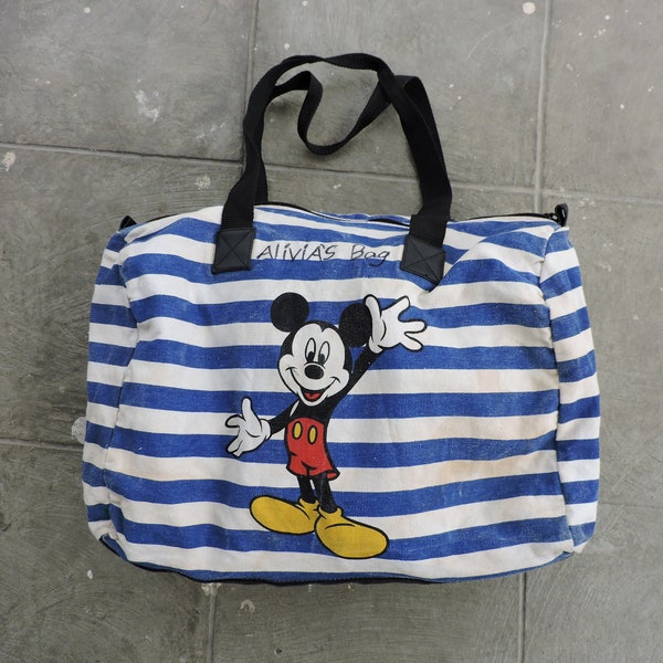 BEAT To HELL Rare Vintage Striped Mickey Mouse Bag