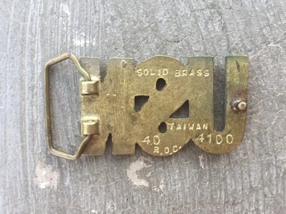 BEAT To HELL Rare Vintage USN Brass Belt Buckle - image 2