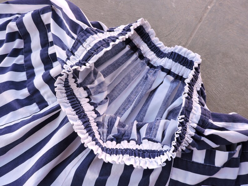 Rare Vintage Blue /& White Striped Culottes Shorts L