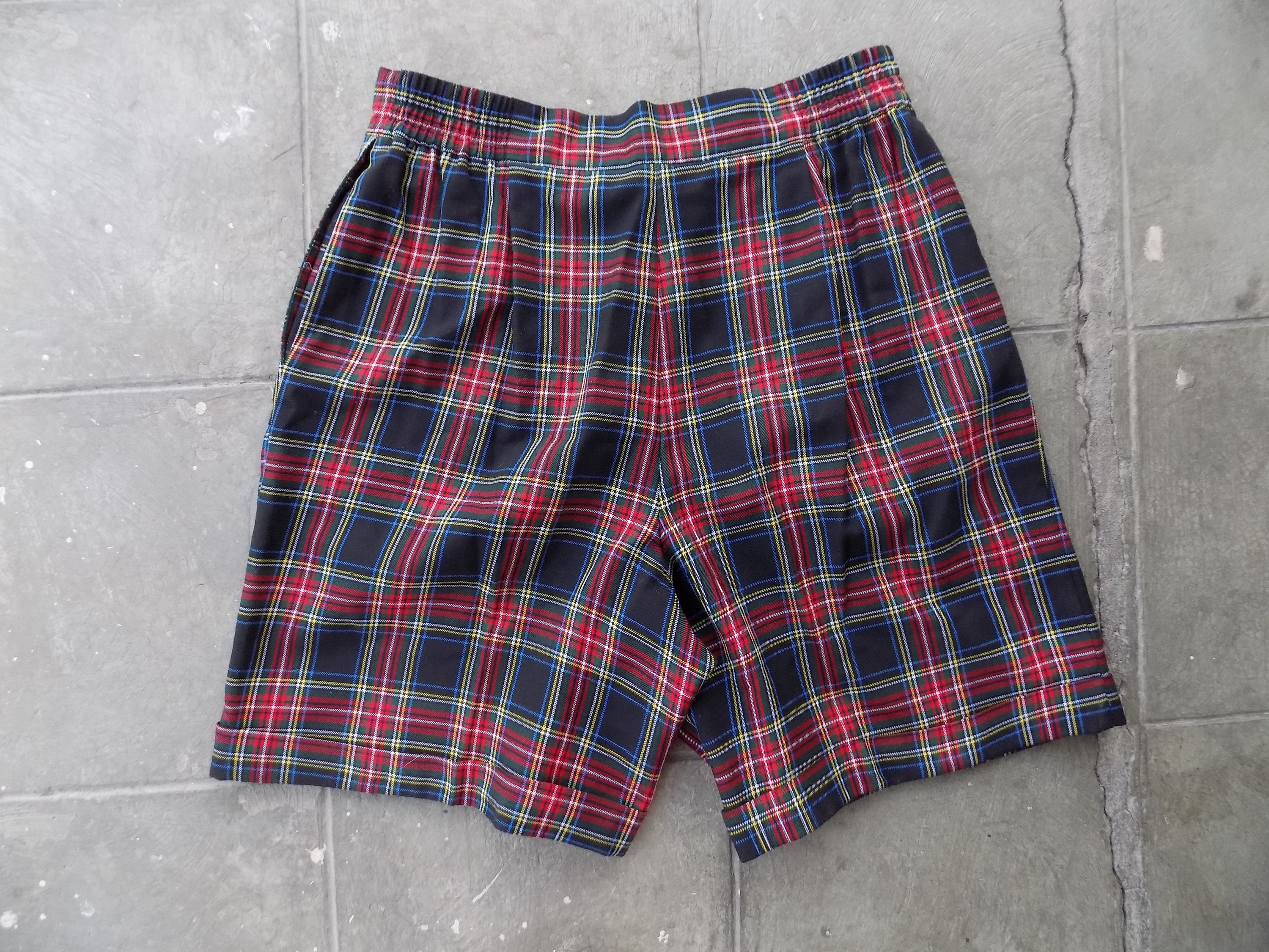 Blue plaid shorts womens deals