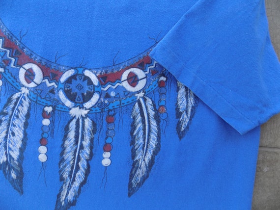 RARE Vintage Native American Feather Print T-shir… - image 2