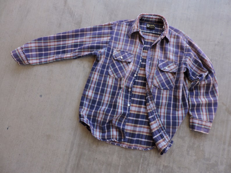 BEAT To HELL Rare Vintage Klondike Thick Faded Flannel Shirt L USA Made