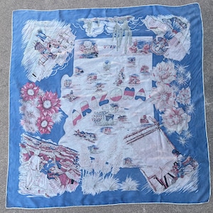 BEAT to HELL Rare vintage carte de l'état de l'Arizona Foulard en soie rose et bleu 33,5 x 33,5