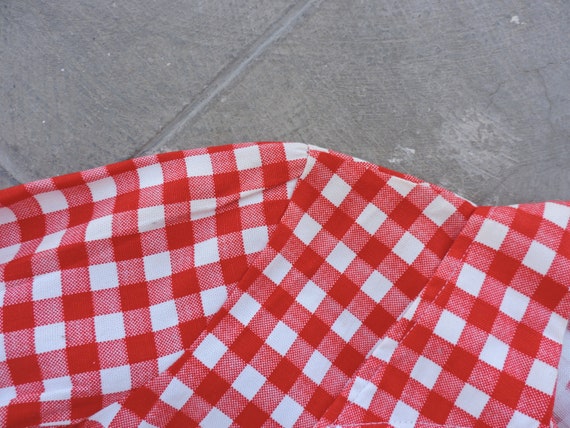 Rare Vintage 70s Red & White Plaid Button Up Shir… - image 4