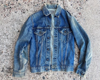 BEAT To HELL Rare Vintage 60s Levi’s Big E Denim Blue Jean Trucker Jacket s