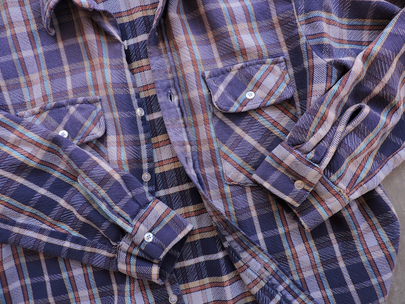 BEAT To HELL Rare Vintage Klondike Thick Faded Flannel Shirt L USA Made