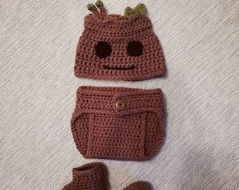 Crochet Baby Groot Inspired Photo Prop Set. Crochet Pattern. Baby Hat. 0-3 months, 3-6 months, and 6-12 months. - PATTERN ONLY