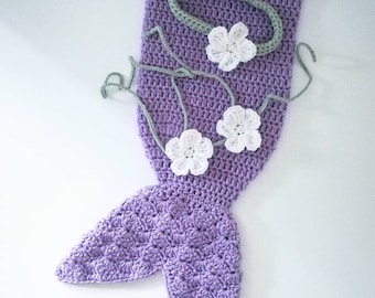 Crochet Mermaid Headband, Flower Bikini, and Tail Pattern. Photo Prop. Baby. Newborn, 0-3, 3-6, and 6-12 months. - PATTERN ONLY