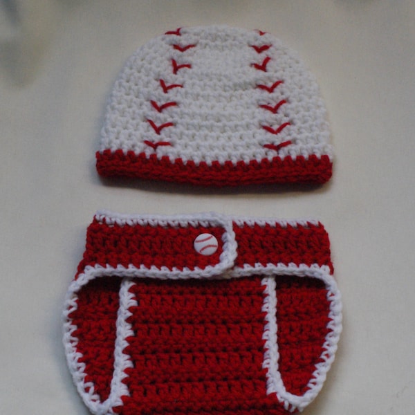 Crochet Baseball Hat and Diaper Cover PATTERN. Photo Prop. 0-3, 3-6, and 6-12 months. - PATTERN ONLY