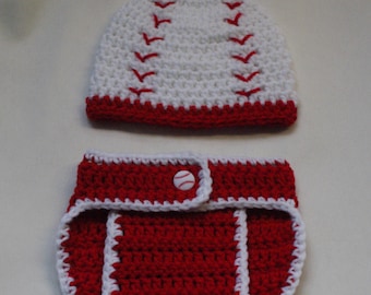 Crochet Baseball Hat and Diaper Cover PATTERN. Photo Prop. 0-3, 3-6, and 6-12 months. - PATTERN ONLY