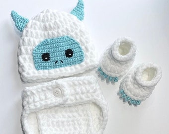 Crochet Yeti Photo Prop Pattern. Baby Outfit. Baby Costume. Newborn to 6-12 Months. - PATTERN ONLY