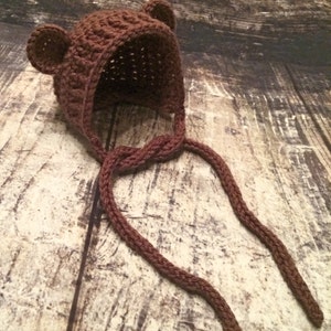 Crochet Bear Bonnet. Bear Hat. Baby Hat. Preemie and Newborn. PATTERN ONLY image 5