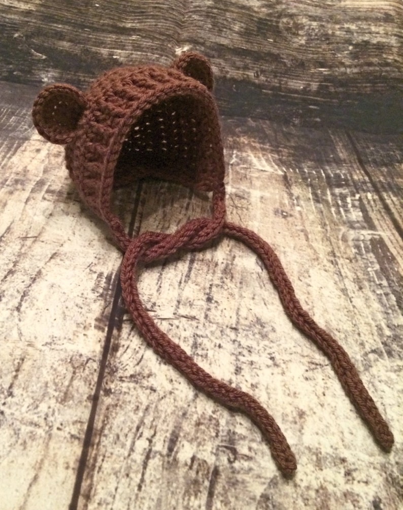 Crochet Bear Bonnet. Bear Hat. Baby Hat. Preemie and Newborn. PATTERN ONLY image 5