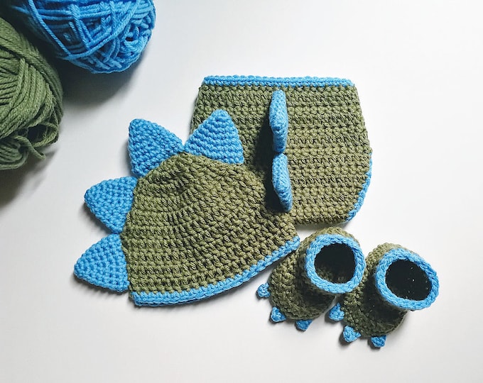 Dinosaur Baby CROCHET PATTERN 3 SIZES Easy Hat With Tail and Etsy